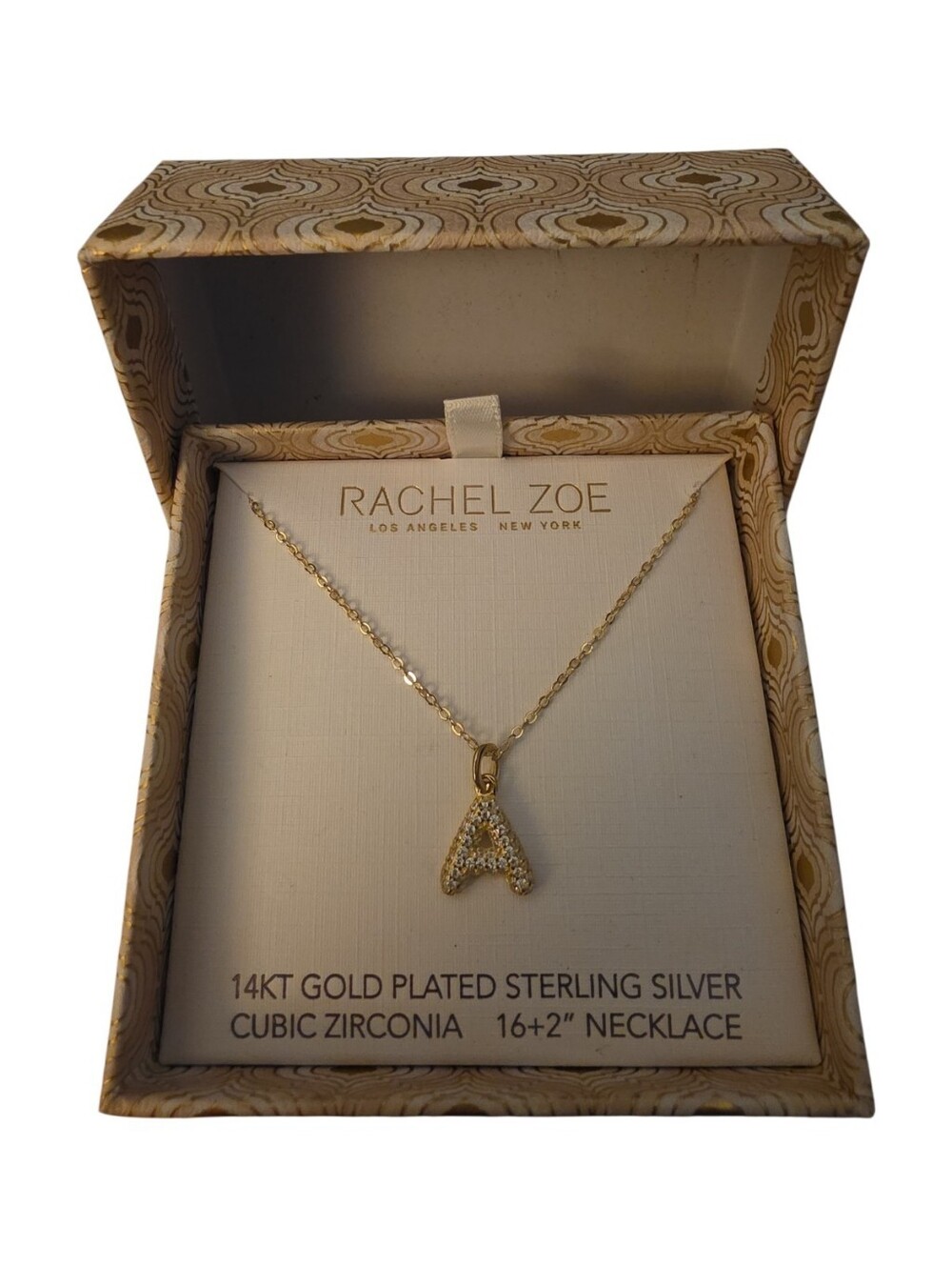 Rachel Zoe Gold Initial A CZ Pendant Necklace